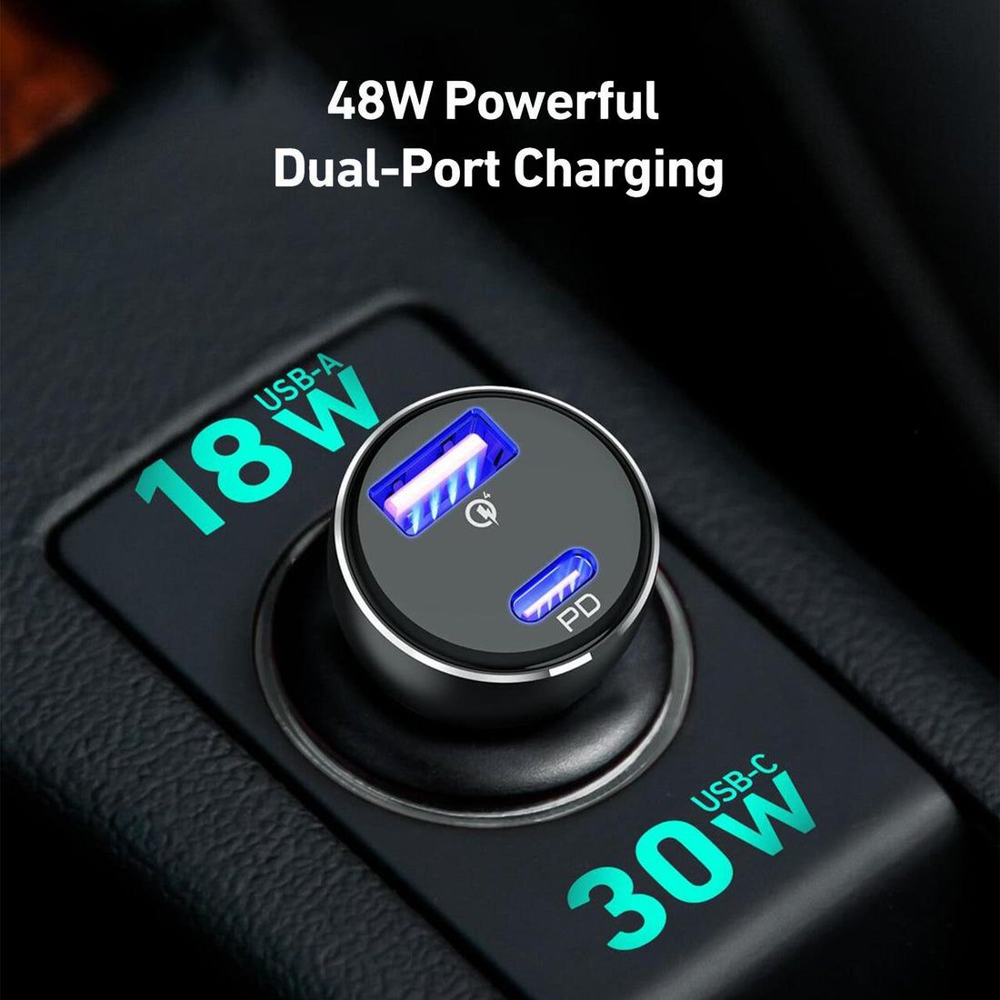 شارژر فندکی AUKEY آکی 36w مدل CC-Y18 دو پورت USB و Type-C. - Image 6