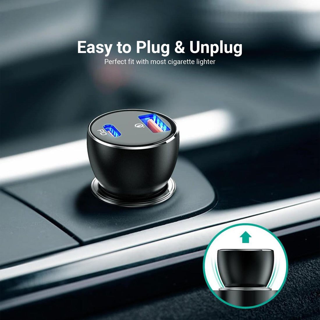 شارژر فندکی AUKEY آکی 36w مدل CC-Y18 دو پورت USB و Type-C. - Image 4