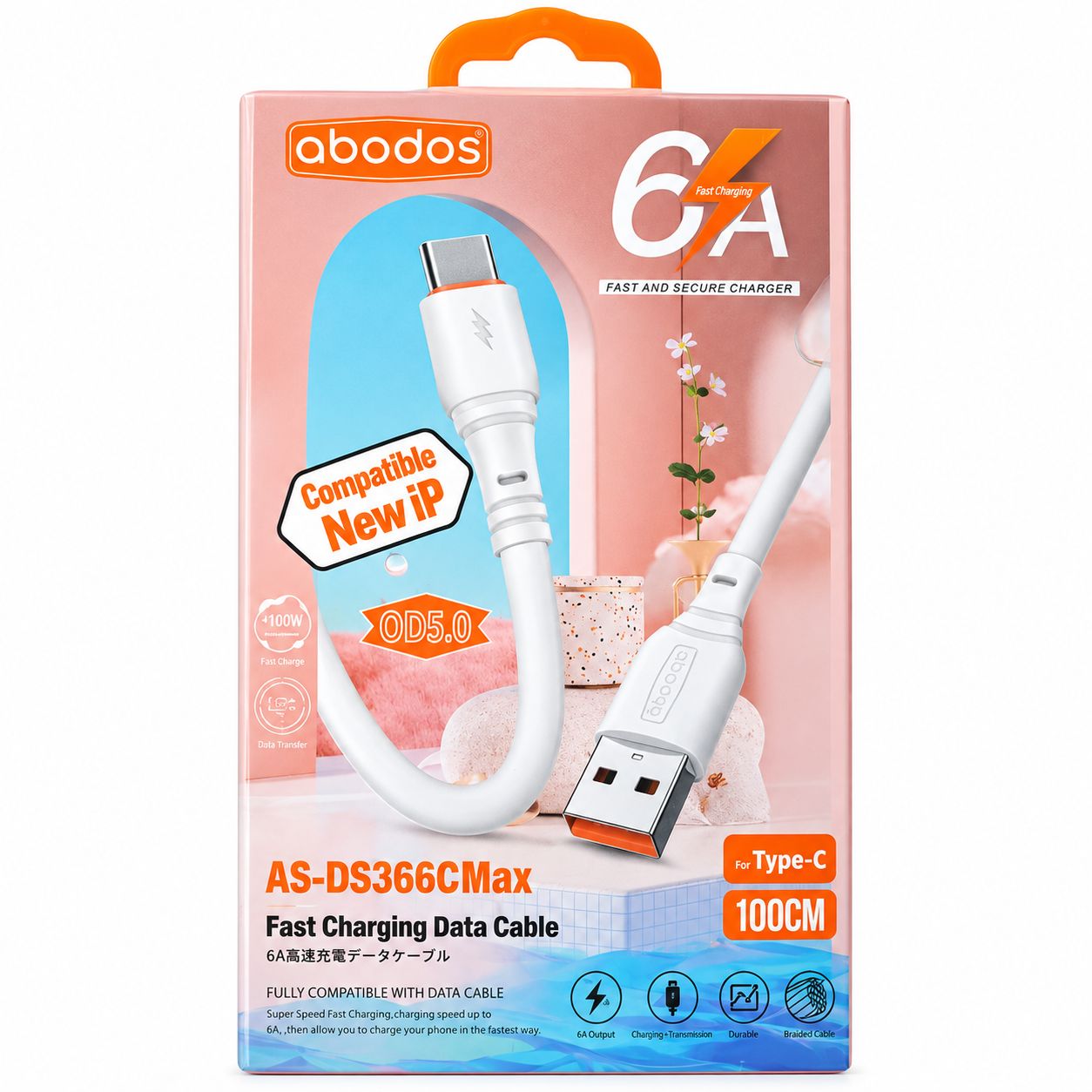 کابل شارژ و انتقال داده ابادوس تایپ سی مدل AS-DS366CMax - Image 2